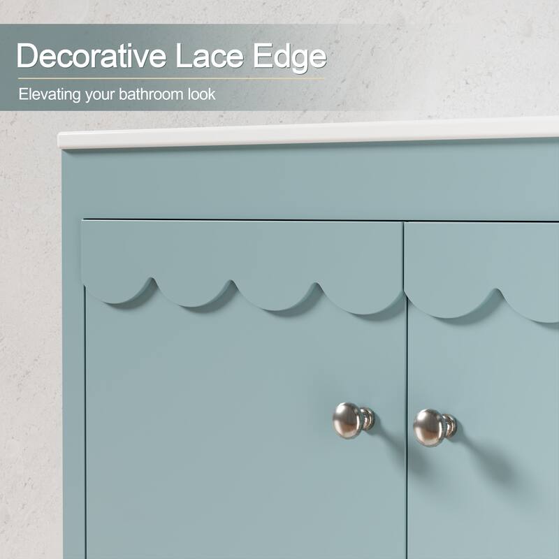 Lace Trim Freestanding Bathroom Vanity Set - Perfect for Bathrooms