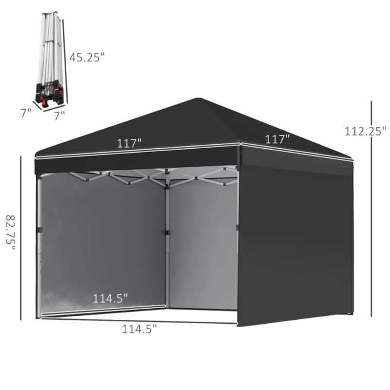 Foldable Pop Up Gazebo 10x10 ft Waterproof Outdoor Pavilion with Adjustable Legs Removable Walls Carry Bag and Sandbags
