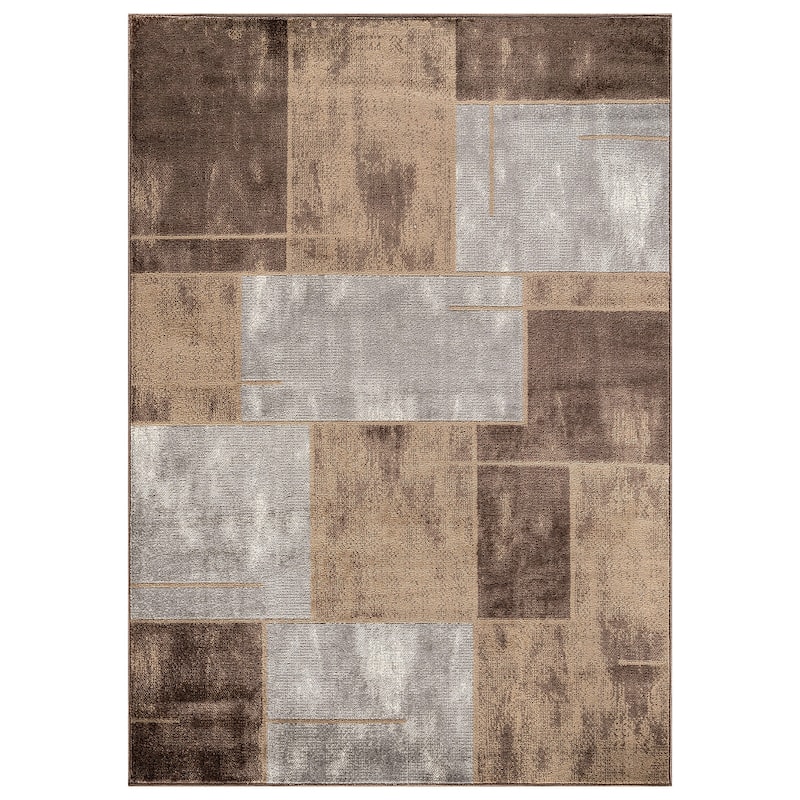 Modern Linear Area Rug for Living Room, Bedroom, or Entryway - Low Pile Indoor Rug