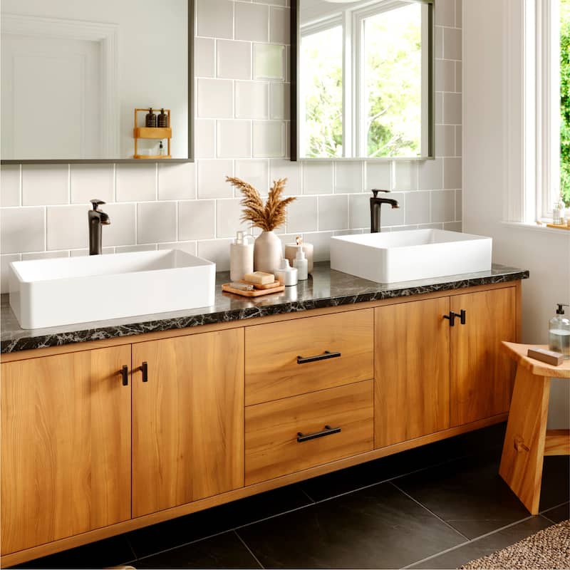 Karran Woodburn Single Hole Single Handle Vessel Bathroom Faucet with Matching Pop-Up Drain