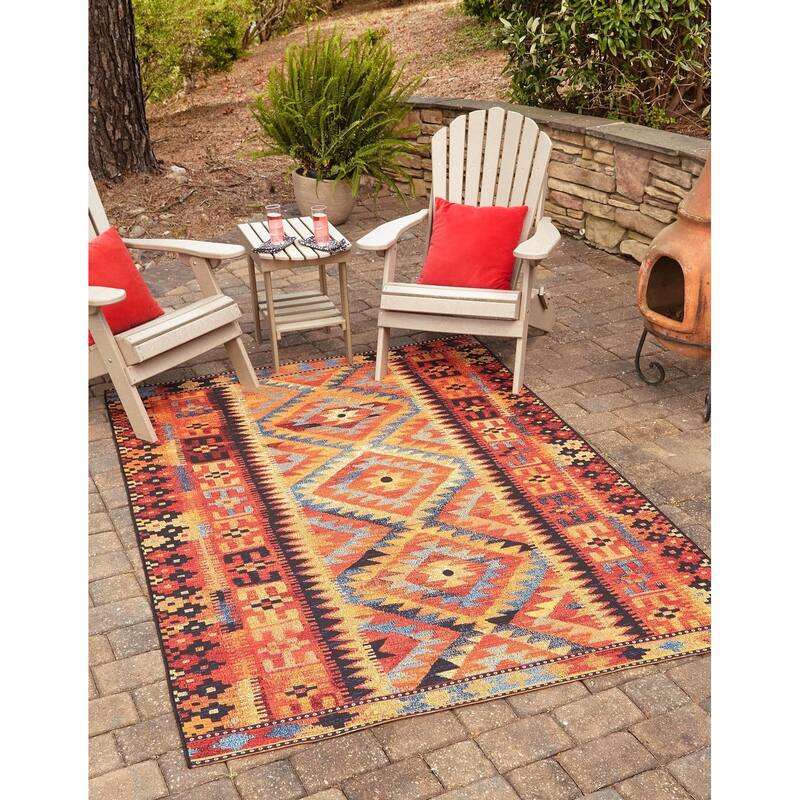 Outdoor Bounder Collection Area Rug - Multi - 6'1"x9'