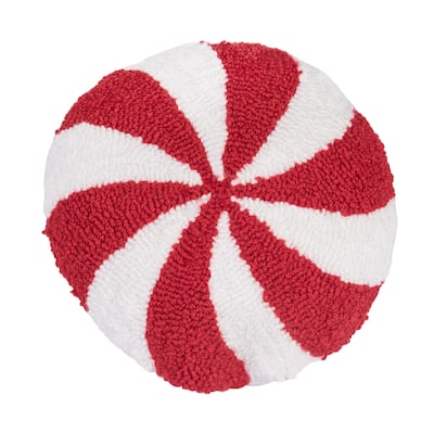 Mini Round Peppermint Hooked Pillow