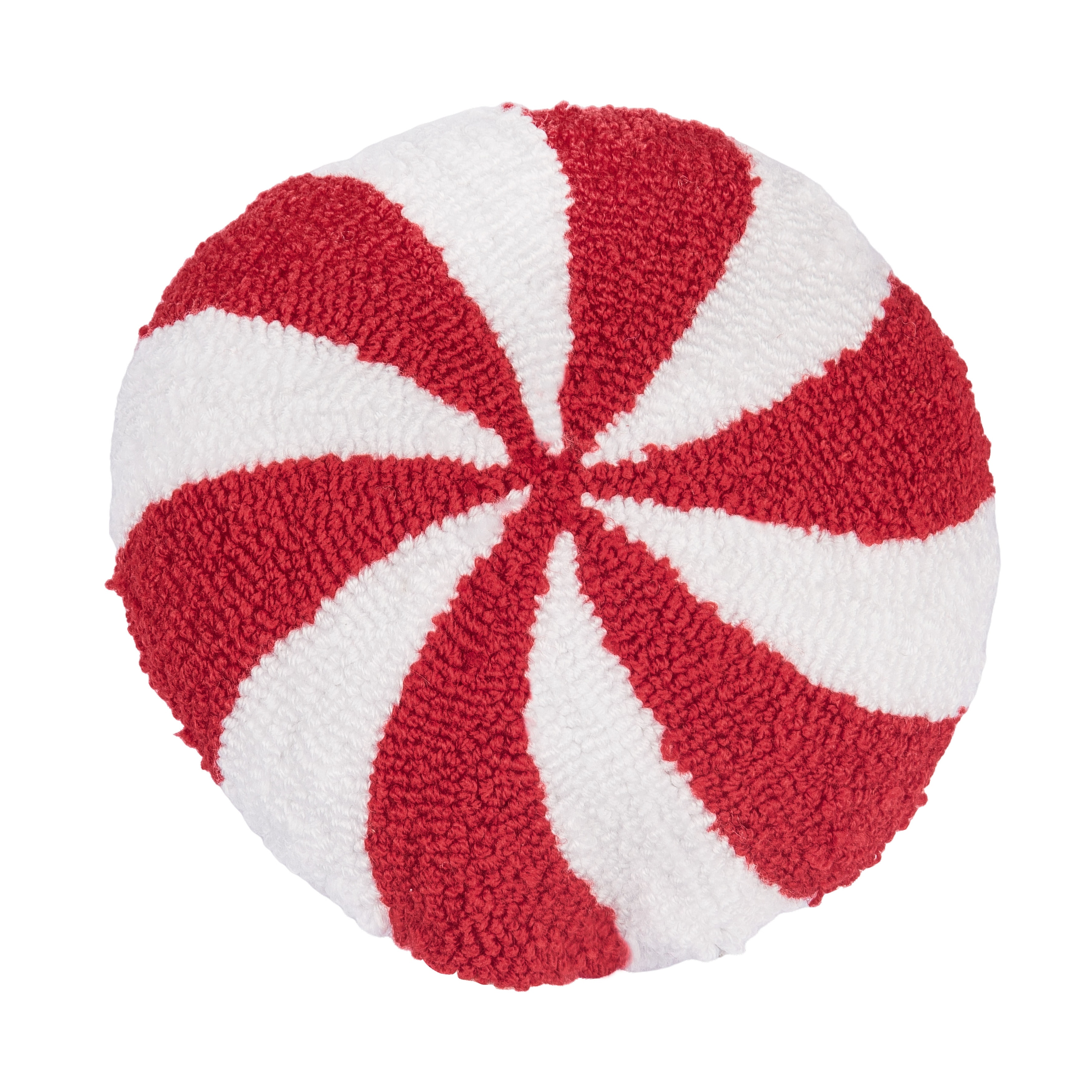 Mini Round Peppermint Hooked Throw Pillow 10" x 10"