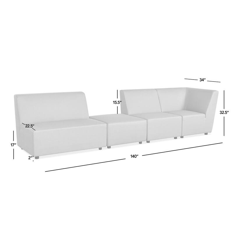 Cleo 140" Outdoor Sectional Sofa with Ottoman