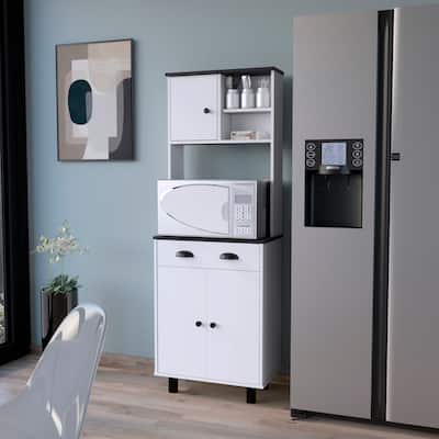 Emily White and Wengue 1-Drawer Kitchen Pantry