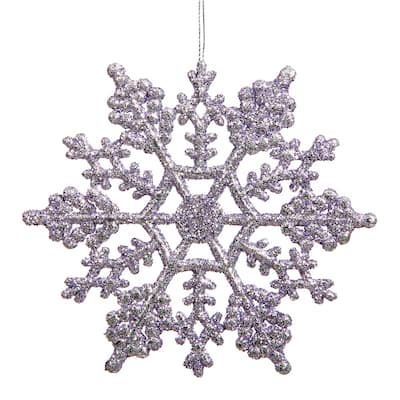 Vickerman 6.25" Lavender Glitter Snowflake Christmas Ornament, 12 per Box - Purple