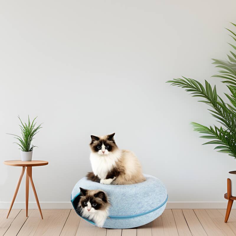 Adeco Cat Tunnel Bed with Ventilated Window for Indoor Cats