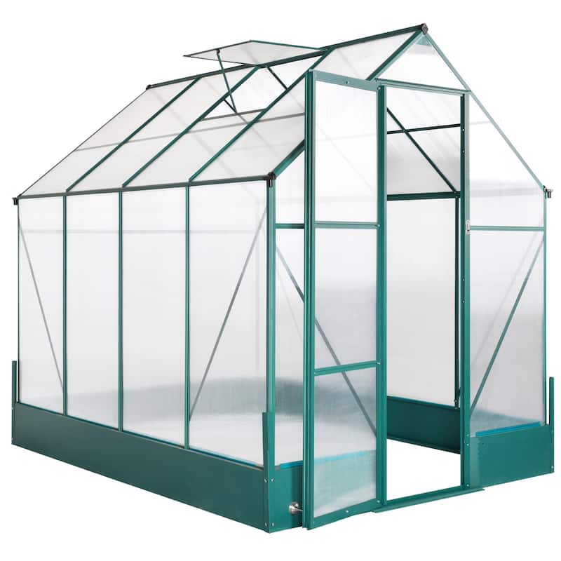 Outsunny Walk-in Plant Greenhouse for Backyard/Outdoor Use with Temperature Controlled Window, Aluminum Frame, PC Board