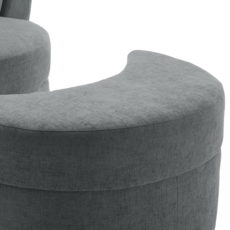 Upholstered Swivel Accent Chair with Wooden Tray Storage Ottoman