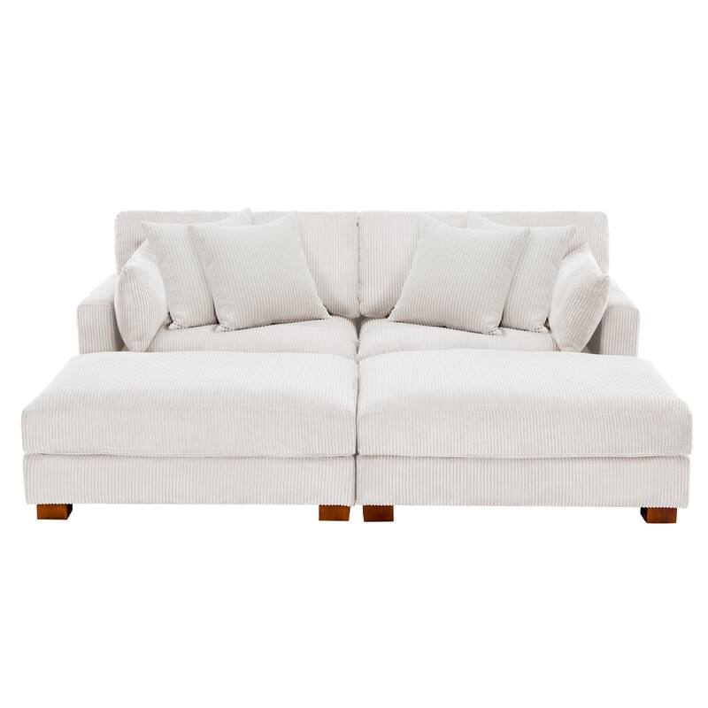 Corduroy Modular Sectional Sofa Deep Seat Corner Sofas & Ottomans