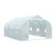 Outsunny 12' x 10' x 7' Outdoor Walk-In Tunnel Greenhouse Hot House with Roll-up Windows, Zippered Door, PE Cover, White