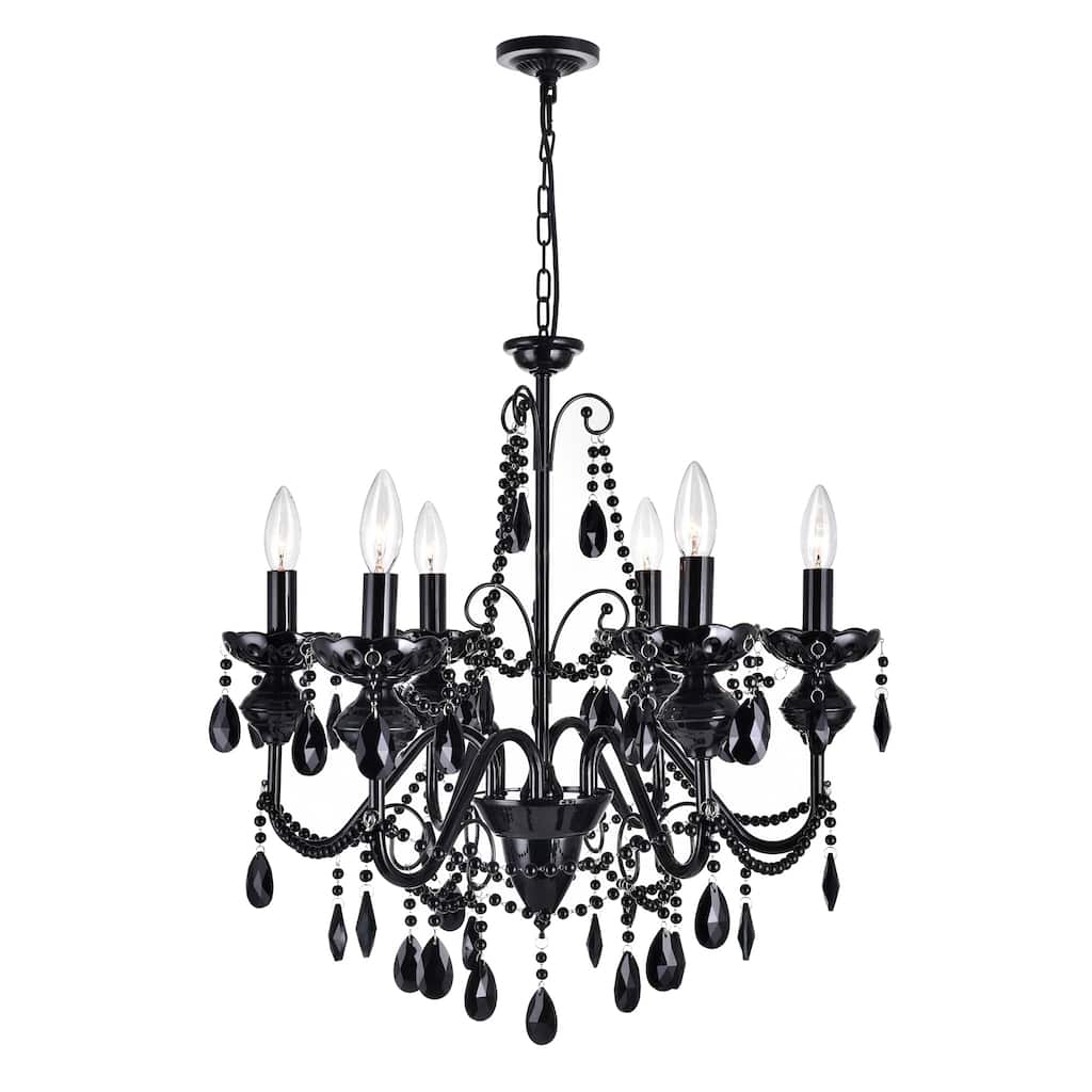 Keen 6 Light 22in Black Chandelier