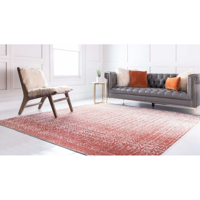 Contemporary Weby Collection Area Rug - 8' Square - Red