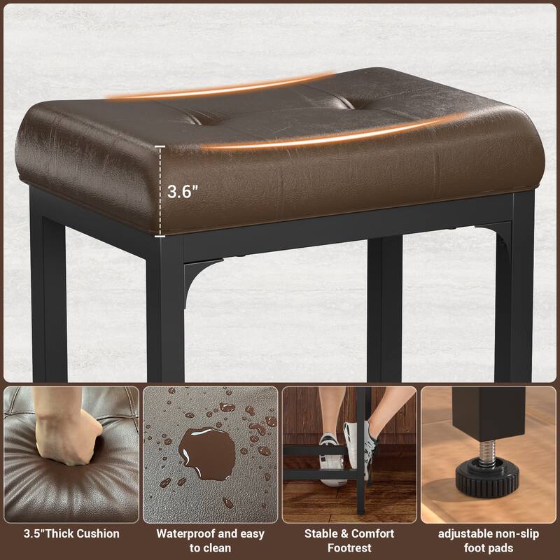 Counter-Height Stools Saddle Stool, PU Leather Barstools with Metal Base, Soft Cushion