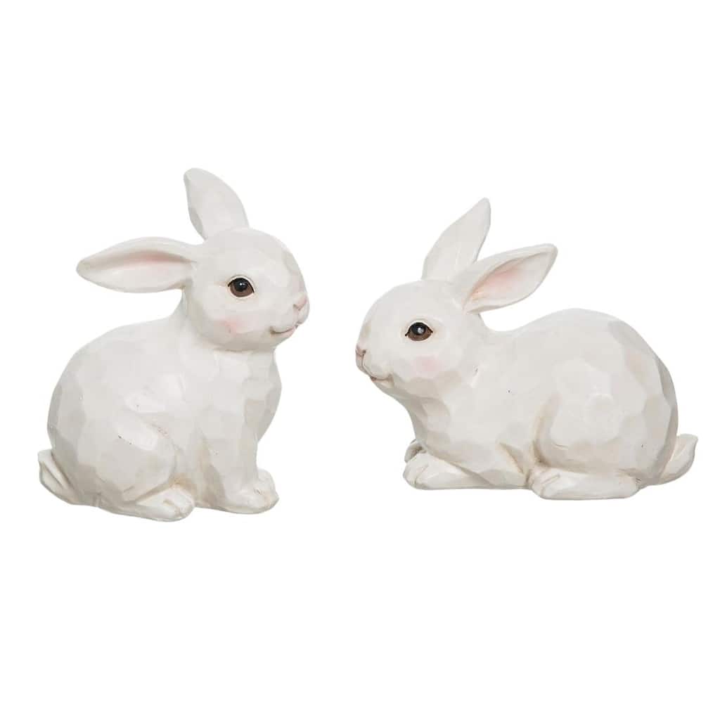 Transpac Large Sculpted Easter Bunny Figurines Set of 2 Home Decorations Easter