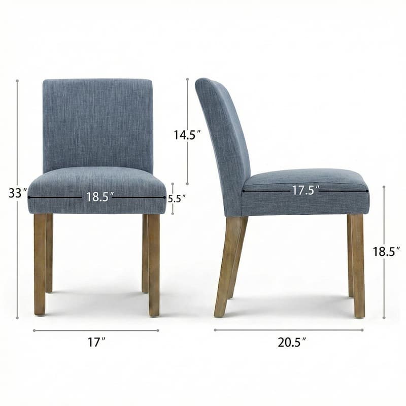 Parsons Dining Chairs with Linen Upholstery and Solid Wood Legs