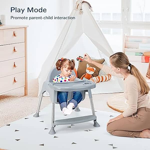 slide 2 of 7, 4-in-1 Convertible Baby High Chair w/ Removable Double Tray& Footrest