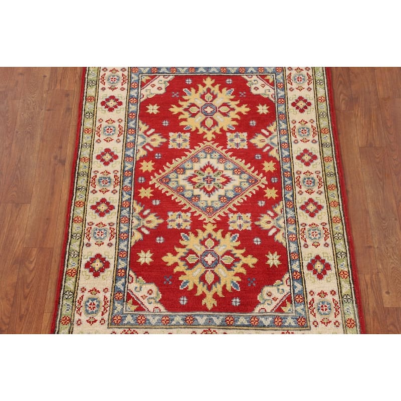 Red Kazak Oriental Rug Handmade Home Decor Wool Carpet - 2'8" x 4'4"