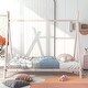 preview thumbnail 2 of 9, Pink Twin Size Metal House Tent Floor Play Bed with Slat for Kids, Girls and Boys