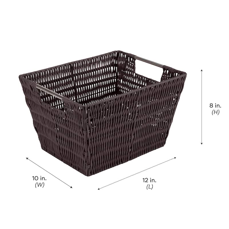 Simplify Medium Rattan Storage Tote Basket in Charcoal