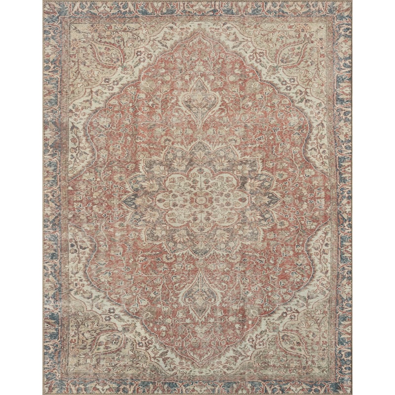 Park Avenue Traditional Medallion Indoor Machine Washable Area Rug