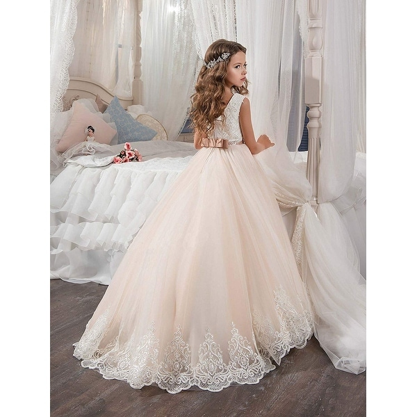 white lace flower girl dress