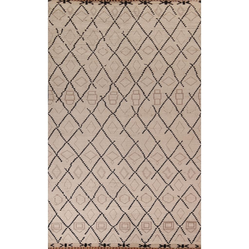 All-Over Trellis Moroccan Oriental Area Rug Handmade Wool Carpet - 8'1"x 11'10"