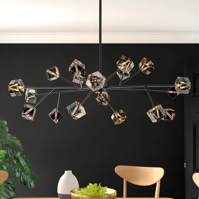 Black or Gold Big Large Modern Sputnik Crystal Chandelier for Living/ Dining Room/ Bedroom/ Foyer/ Kitchen