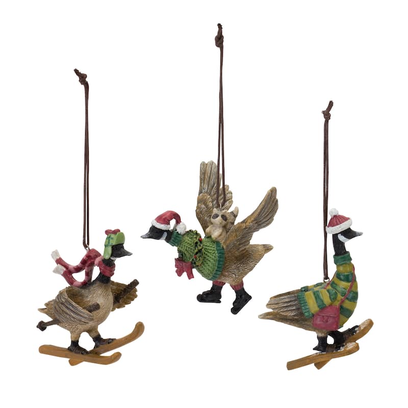 Goose Ornament (Set of 3) - Brown