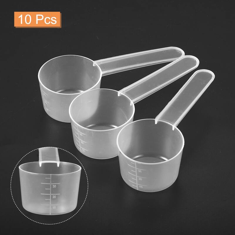 10Pcs Plastic Measuring Spoons Powder Scoops Spoon Table Spoon,20g/40ml Clear