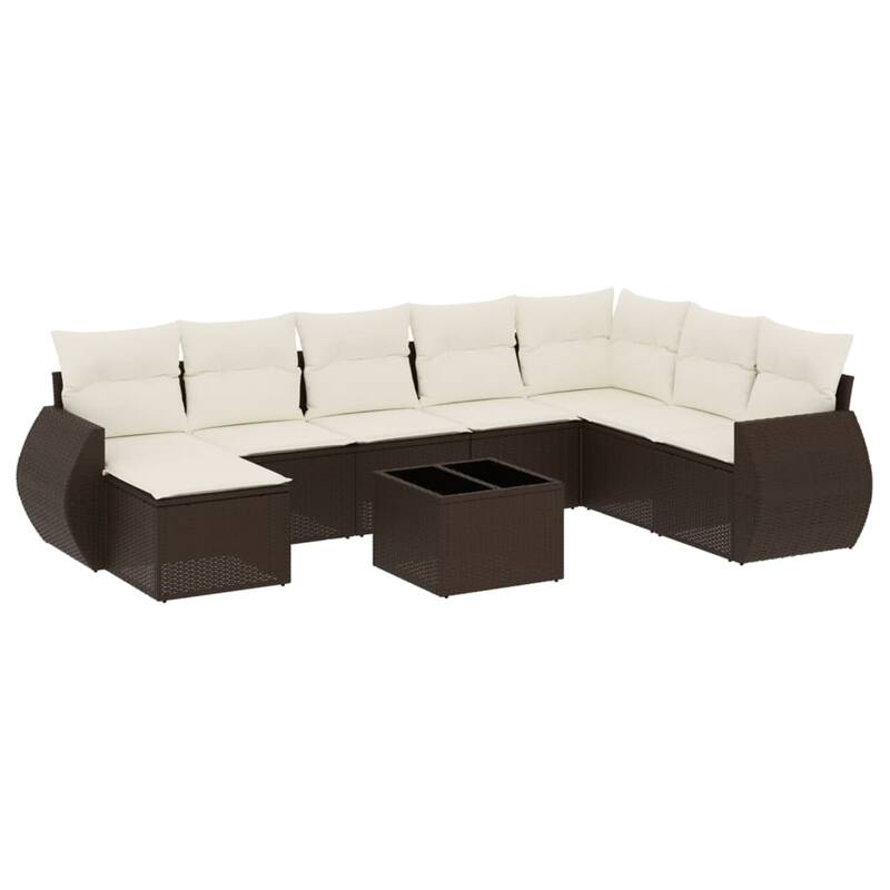 vidaXL Patio Sofa Set with Cushions Outdoor Conversation Furniture Poly Rattan - 21.7 x 21.7 x 14.6