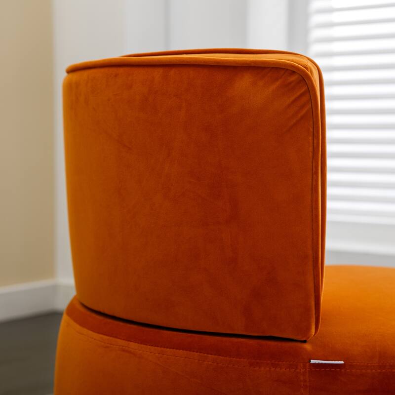 Orange Modern 25.2" Upholstered 360° Swivel Barrel Chair with Wide Upholstered and Sturdy Hardwood Frame