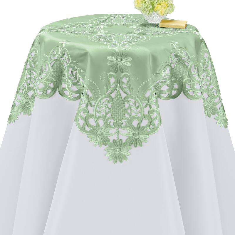 Elegant Embroidered Daisies Intricate Cut-Out Table Linens