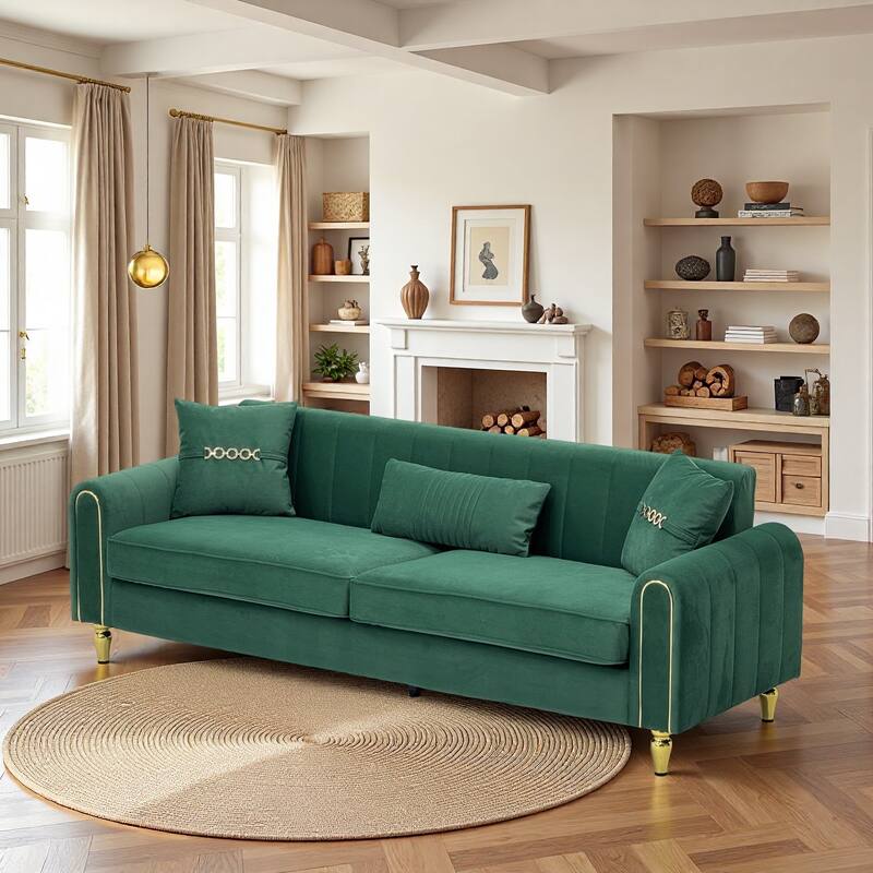 87.4" Luxury Loveseat Sofa with Metal Legs, Round Arms