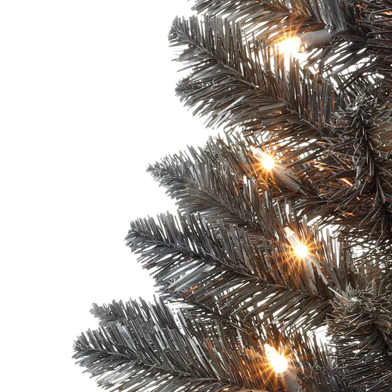 Puleo International 7' Pre-Lit Black Artificial Carson Pine Tree