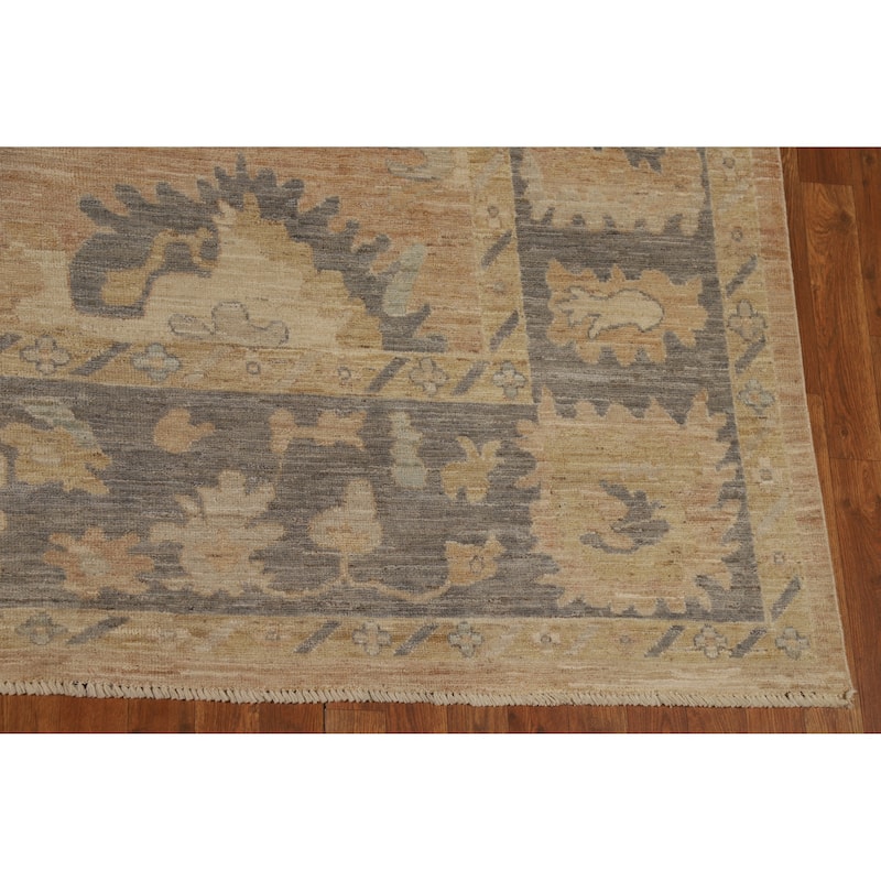 Vegetable Dye Oushak Turkish Rug Handmade Orange Wool Carpet - 8'10" x 12'2"