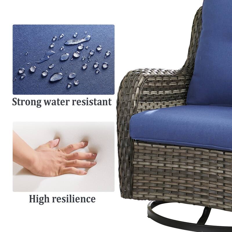 Gymojoy Wicker Swivel Glider Chair with Water-Resistant Olefin Cushions