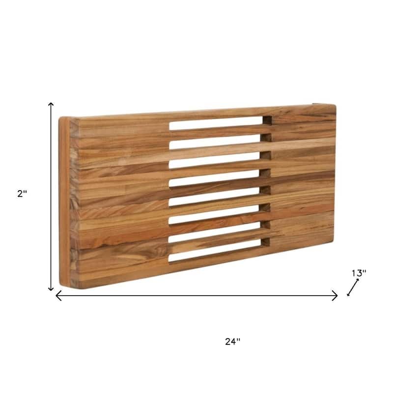 24" Brown Wall Mount Teak Rectangular Shower Bench