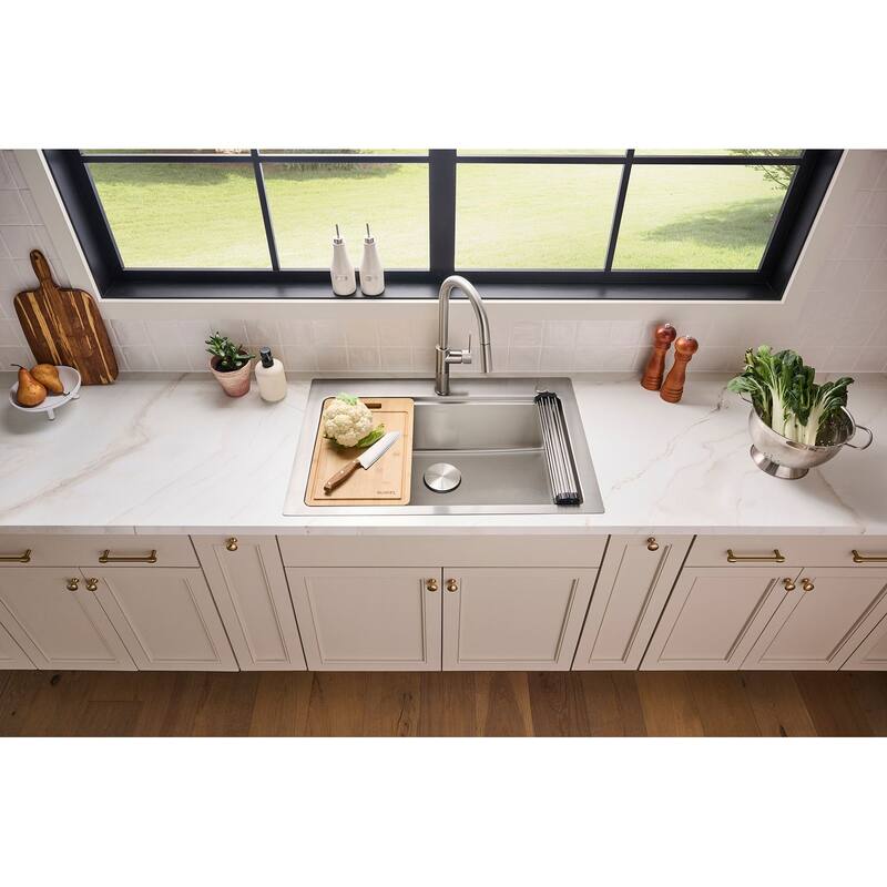 Ruvati 33 x 22 inch Drop-in Topmount Workstation Kitchen Sink 16 Gauge Stainless Steel Single Bowl – RVM5233
