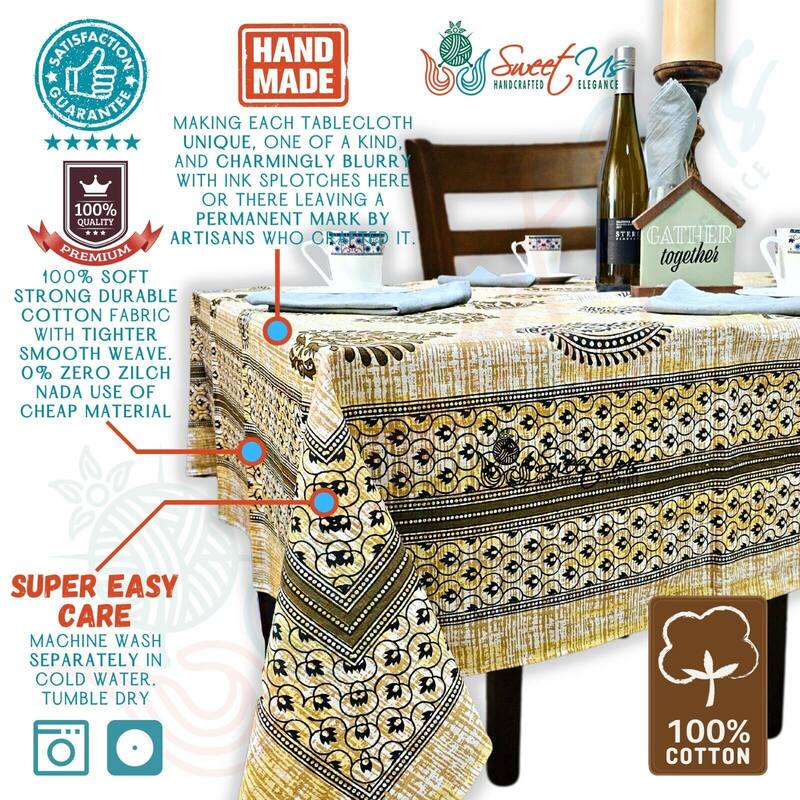 Cotton Floral Tablecloth Rectangle - 70 x 102 in. - Canyon Clay