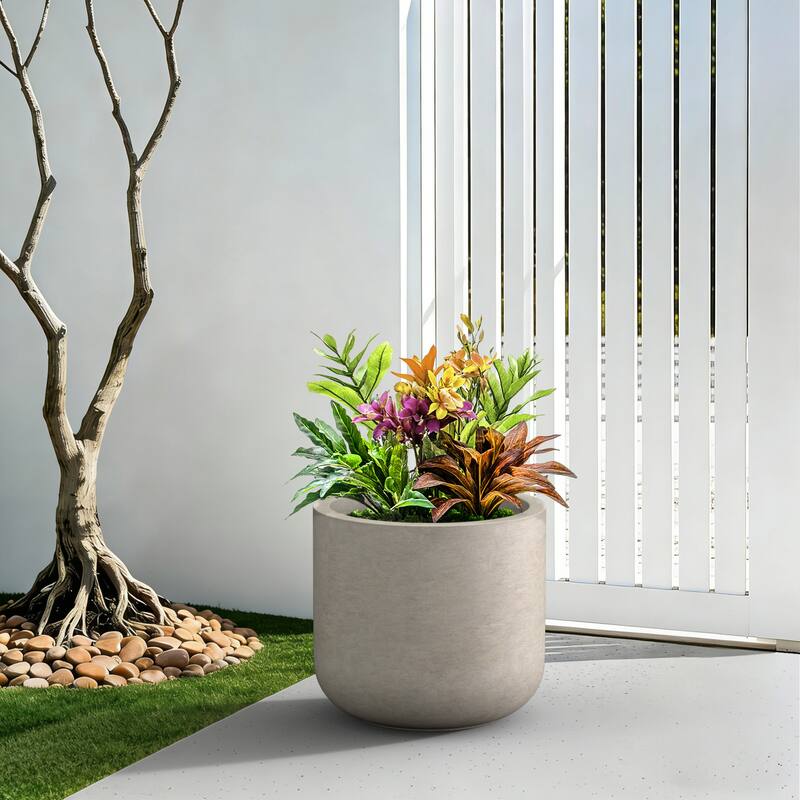 Concrete Round Planter / Pot with Drainage Hole for Indoor & Outdoor