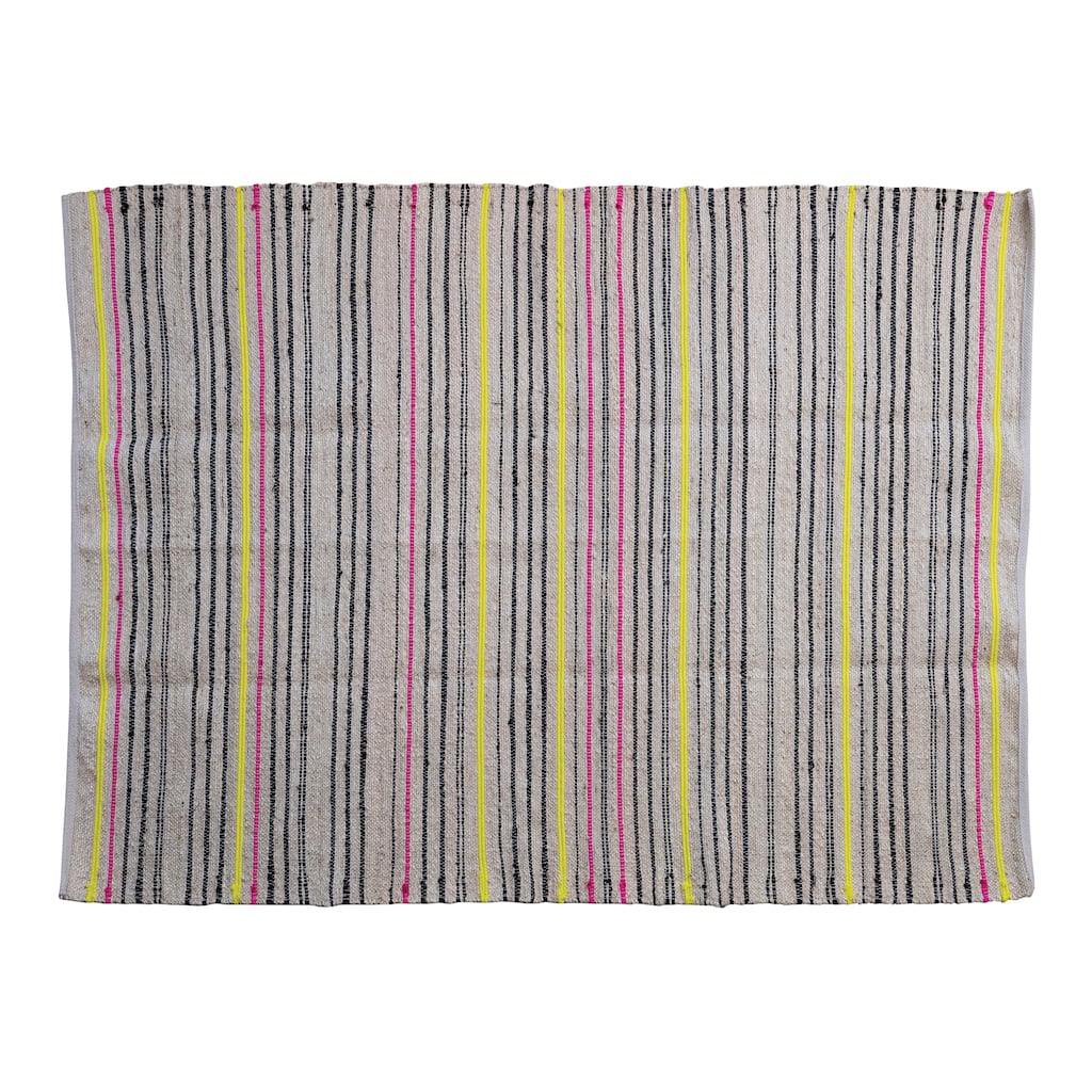 Jute and Cotton Striped Rug - 84.0"L x 60.0"W x 0.5"H