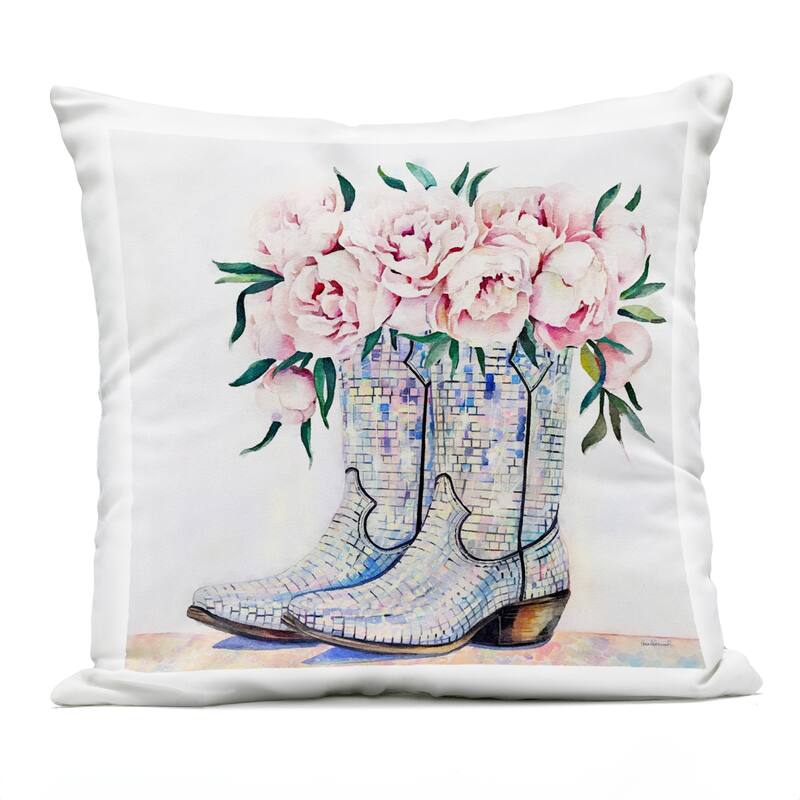 Stupell Rose Filled Cowgirl Boots Printed Outdoor Throw Pillow Design by Amanda Greenwood - Accent - Polyester - Green - Single
