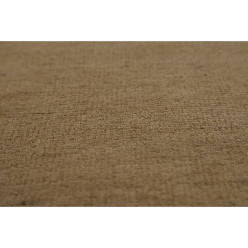 Gabbeh Oriental Rug Hand-Knotted Beige Solid Wool Carpet - 5'1" x 6'11"