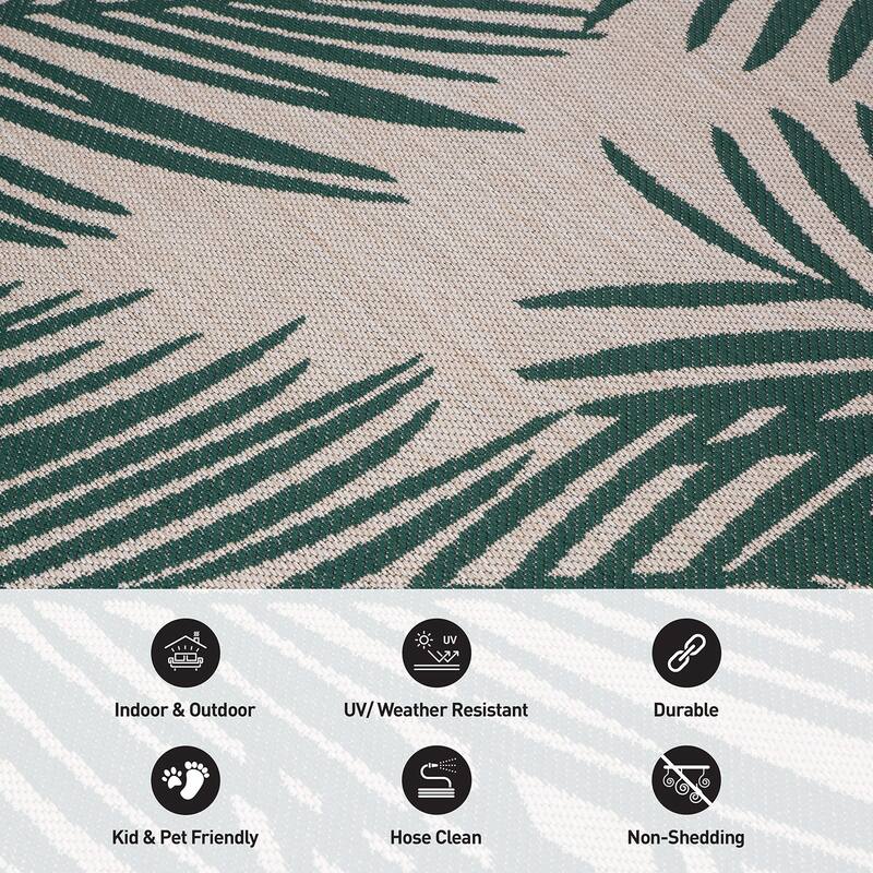World Rug Gallery Contemporary Distressed Leaves Textured Flat Weave Indoor/Outdoor Area Rug