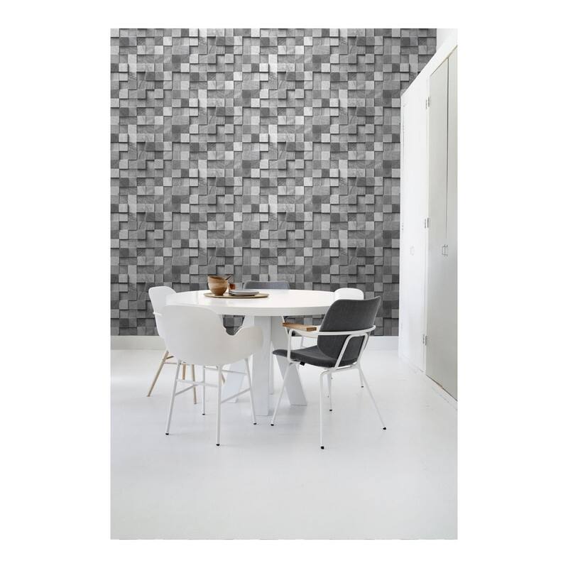 ESTA Home Tevye Grey Wood Geometric Wallpaper - 20.5 x 396 x 0.025