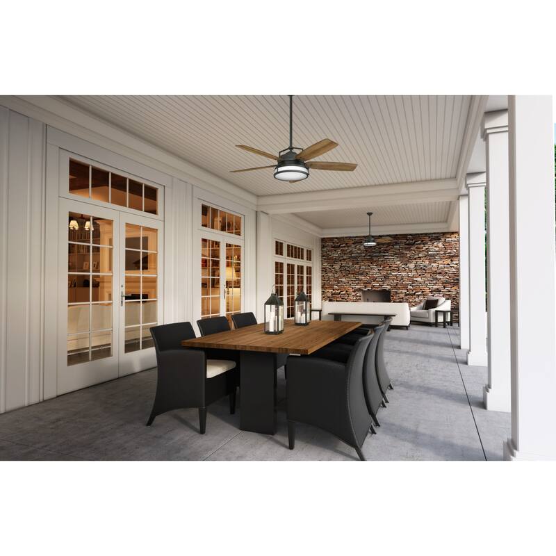 Casablanca 56" Caneel Bay Outdoor Ceiling Fan w/LED Light, Wall Control - Nautical, Industrial, Droop-Free Blades!