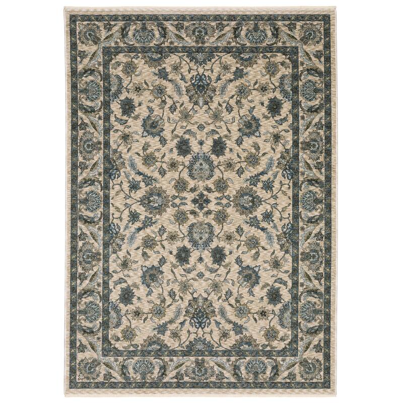 Style Haven Amelie Persian Inspired Bordered Area Rug - 9' 10" x 12' 10" - Beige/ Blue - Rectangle