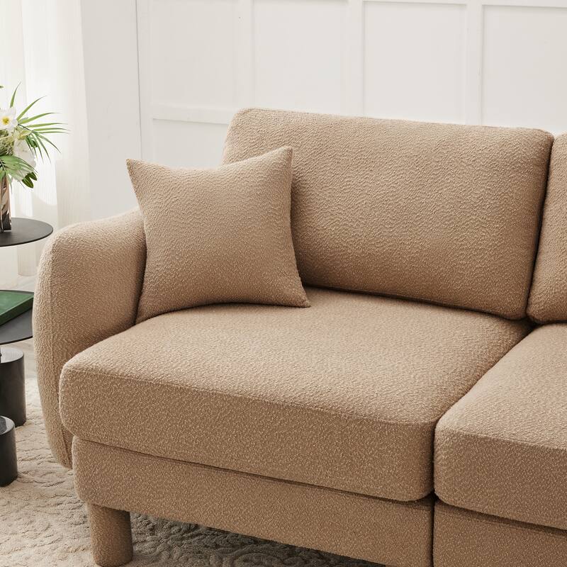 109.4" 3-Seater Modern Upholstered Sofa Couch, Deep-Seat Sectional Sofa with Shell-Shaped Armrests, Leisure Sofa for Living Room