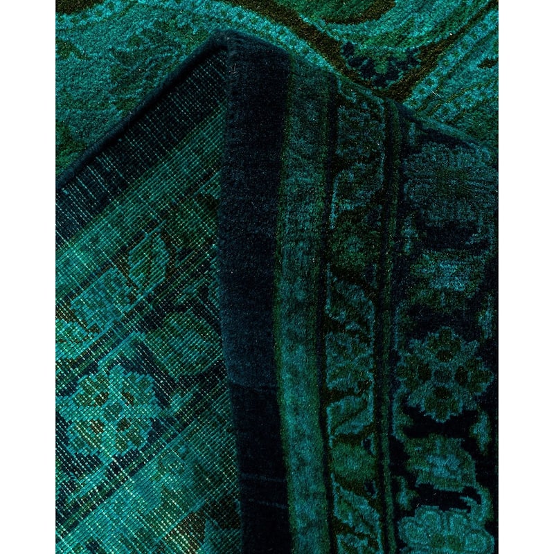 Overton Hand Knotted Wool Vintage Inspired Modern Contemporary Overdyed Blue Area Rug - 8' 3" x 10' 3"